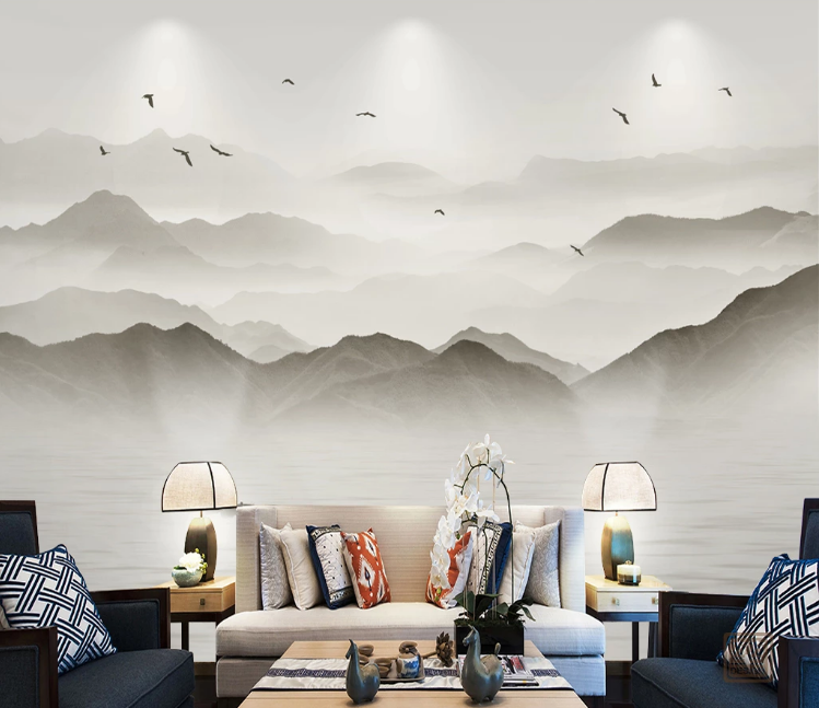 3D Goose Mountain WC921 Wall Murals