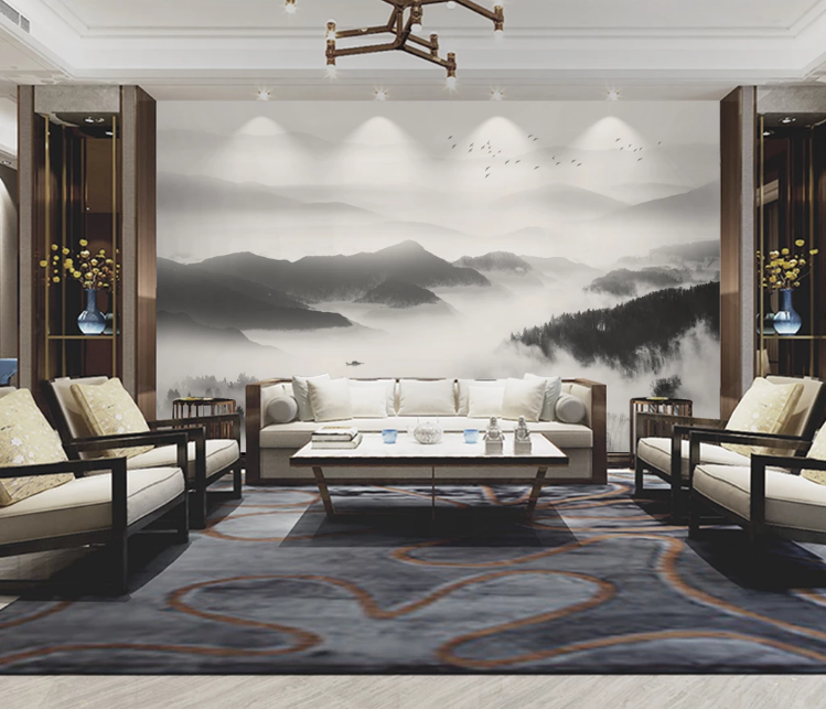 3D Mountain Fog WC911 Wall Murals