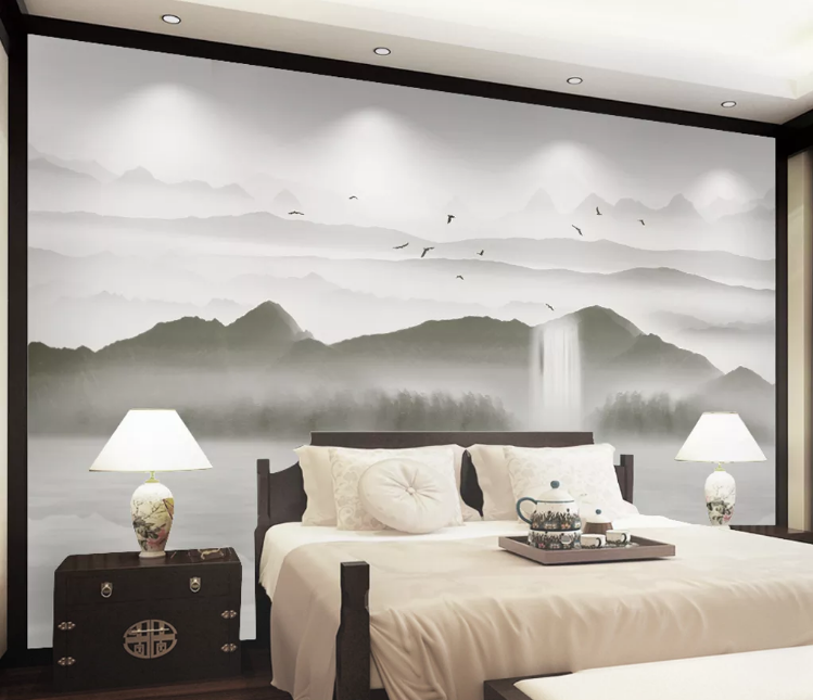 3D Black Mountain WC909 Wall Murals