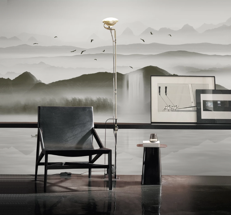 3D Black Mountain WC909 Wall Murals