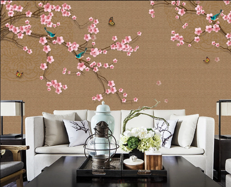 3D Plum Butterfly WC859 Wall Murals