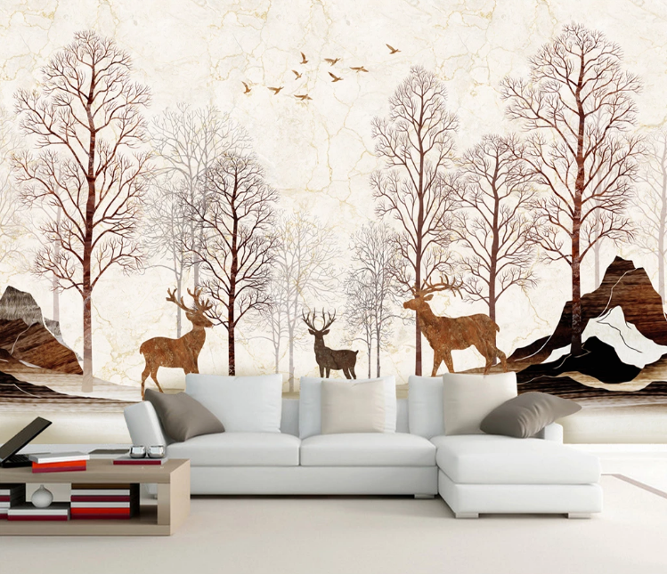 3D Deer Stone WC836 Wall Murals