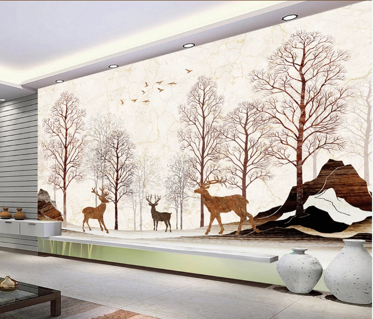 3D Deer Stone WC836 Wall Murals