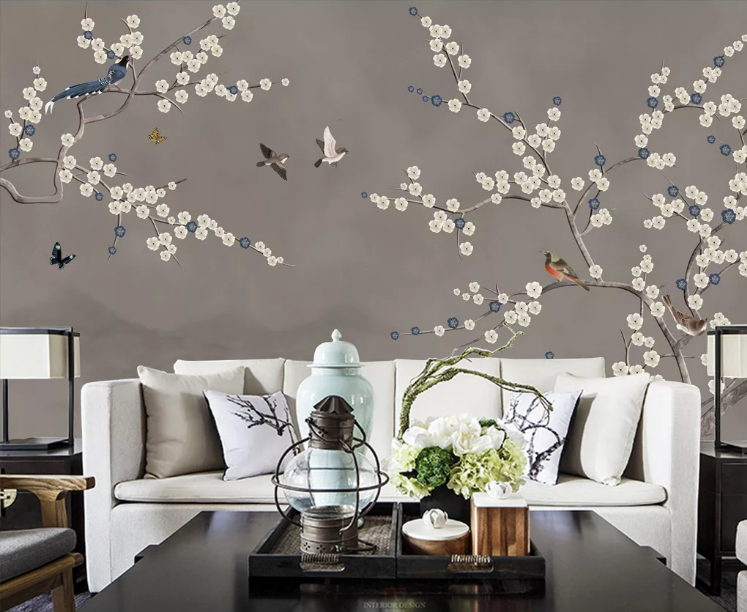 3D Magpie Plum WC809 Wall Murals