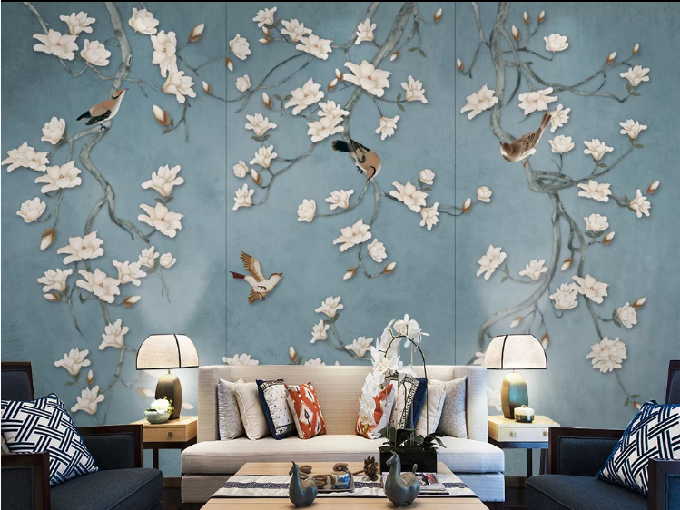 3D Magpie Flower WC791 Wall Murals