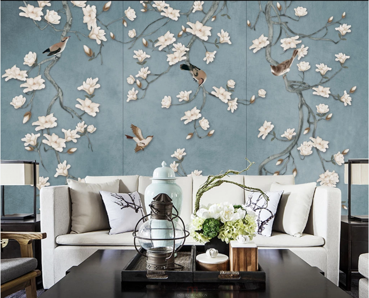 3D Magpie Flower WC791 Wall Murals