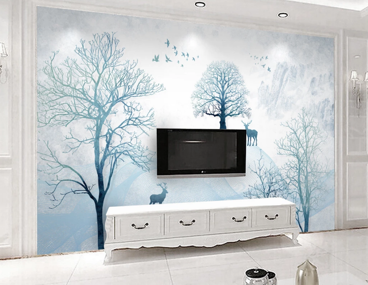 3D Blue Tree WC668 Wall Murals