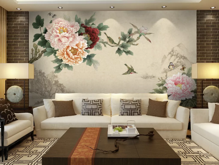 3D Peony Fragrance WC518 Wall Murals