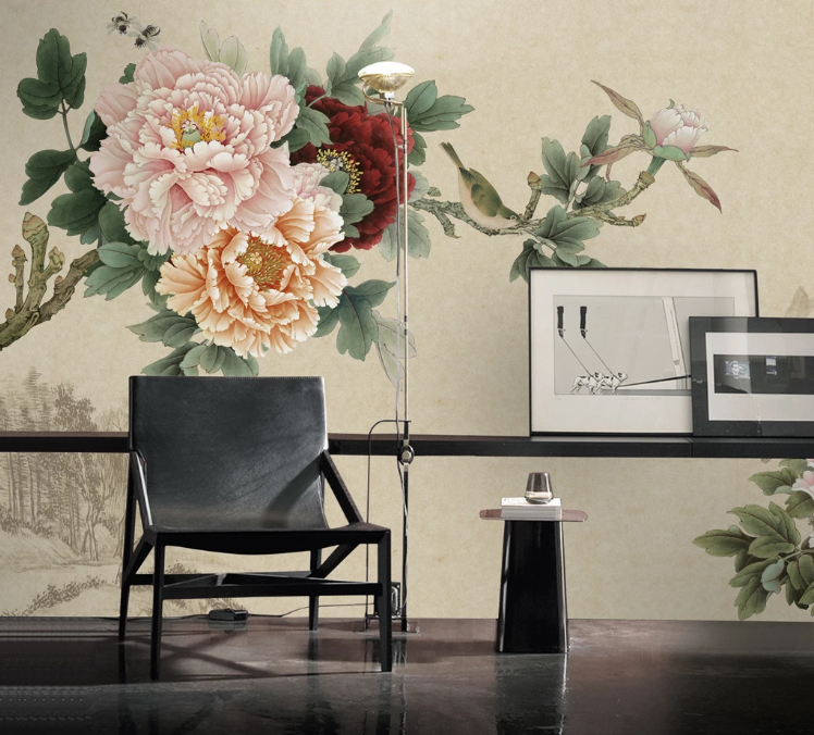 3D Peony Fragrance WC518 Wall Murals