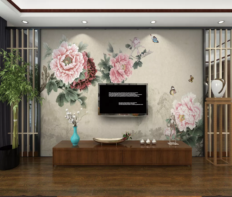 3D Pink Peony WC517 Wall Murals