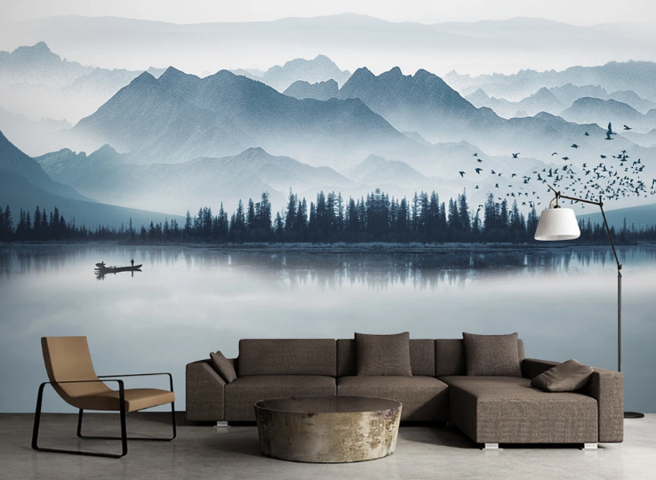 3D Woods Lake WC432 Wall Murals