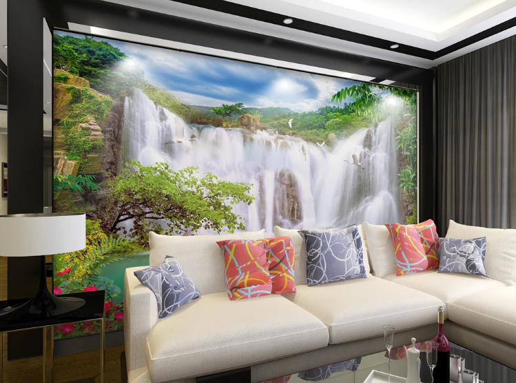 3D Waterfall Crane WC395 Wall Murals