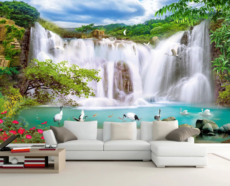 3D Waterfall Crane WC395 Wall Murals