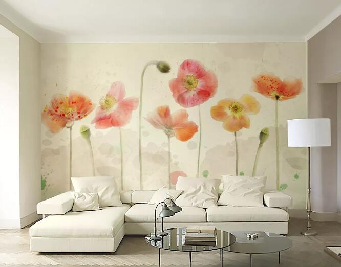 3D Red Cute Flower WC192 Wall Murals