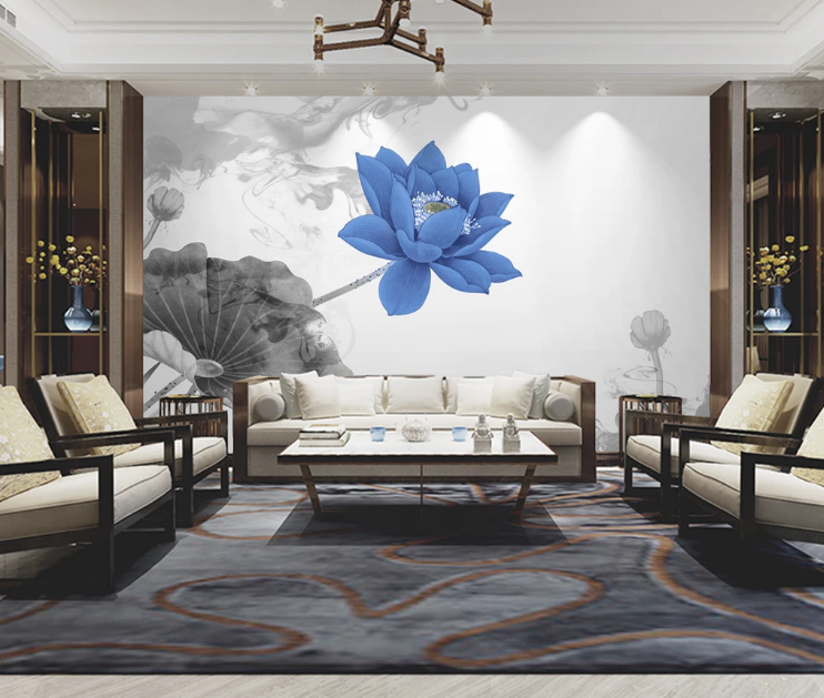 3D Blue Lotus WC380 Wall Murals