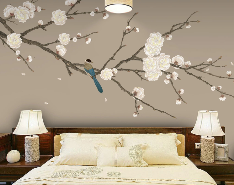 3D White Plum WC374 Wall Murals