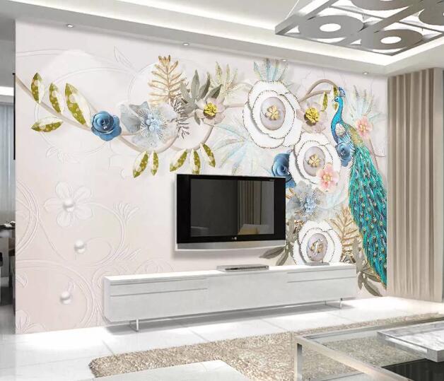 3D Peacock Pearl WC1000 Wall Murals