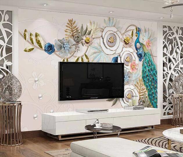 3D Peacock Pearl WC1000 Wall Murals