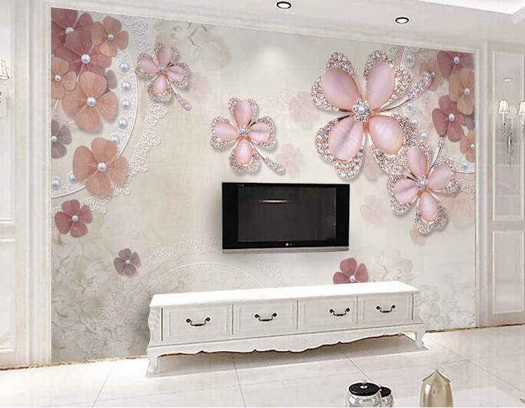 3D Pink Diamond Flower WC233 Wall Murals