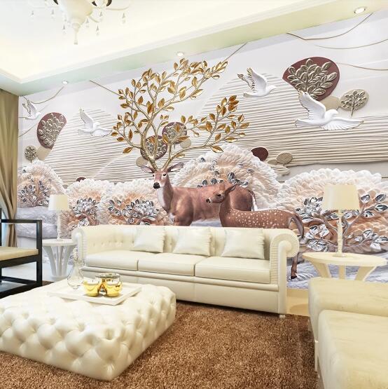 3D Deer Dove WC689 Wall Murals