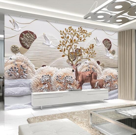 3D Deer Dove WC689 Wall Murals