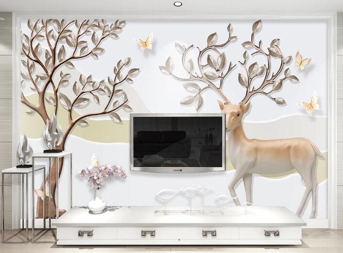 3D Deer Tree WC614 Wall Murals