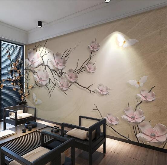 3D Ceramic Plum WC612 Wall Murals