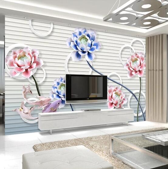 3D Blue Lotus WC587 Wall Murals