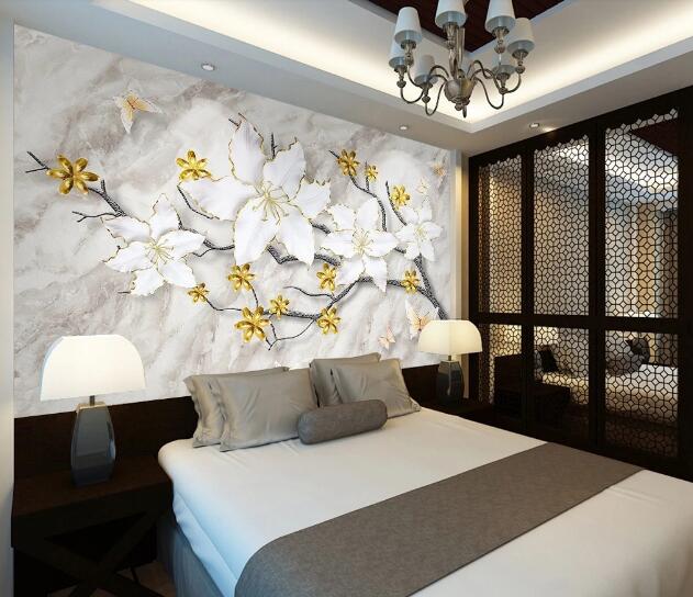 3D Golden Flower WC564 Wall Murals