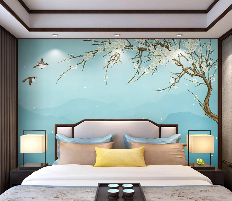 3D White Plum Petals WC2634 Wall Murals