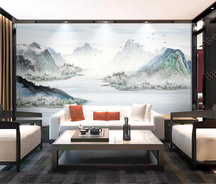 3D Mountain Lake WC1454 Wall Murals