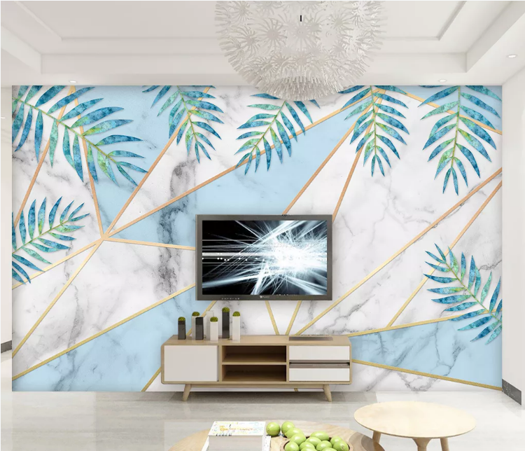 3D Blue Leaves WC2481 Wall Murals