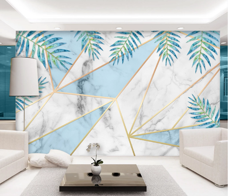 3D Blue Leaves WC2481 Wall Murals