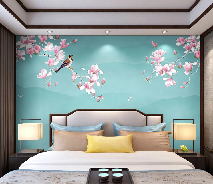 3D Plum Petal Bird WC2421 Wall Murals