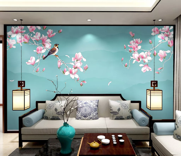 3D Plum Petal Bird WC2421 Wall Murals