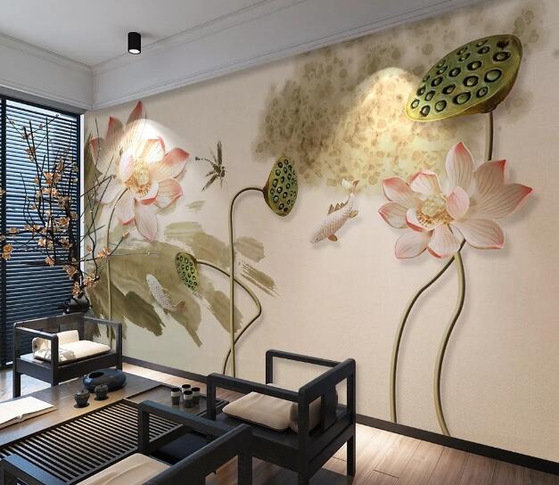 3D Green Lotus Seeds WC495 Wall Murals