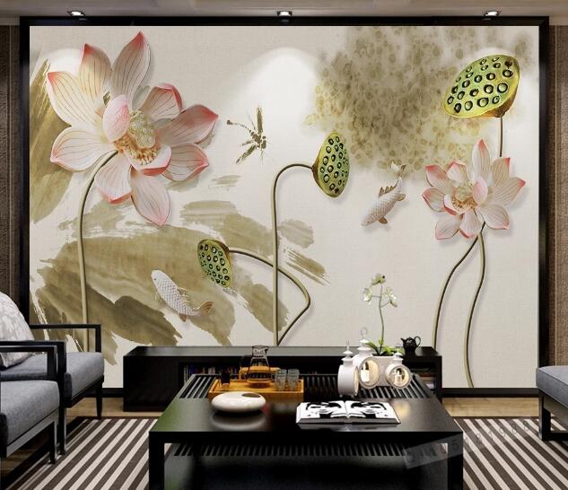 3D Green Lotus Seeds WC495 Wall Murals