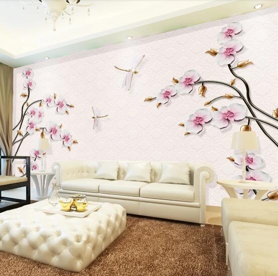 3D Dragonfly Plum WC455 Wall Murals