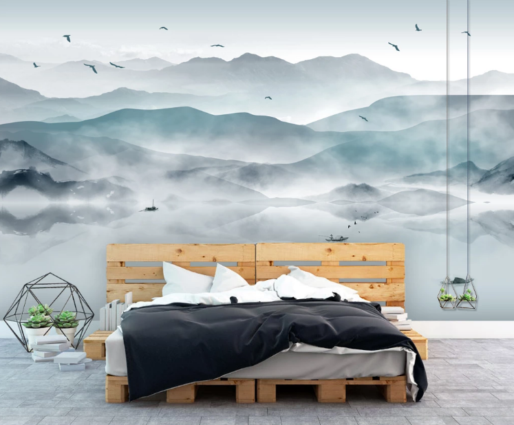 3D Green Mountain WC365 Wall Murals