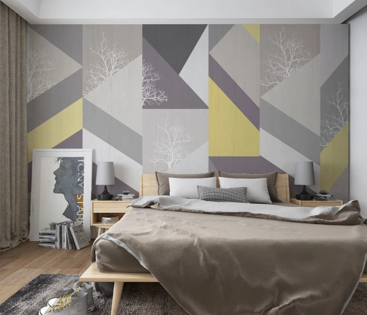 3D White Tree Pattern WC2594 Wall Murals