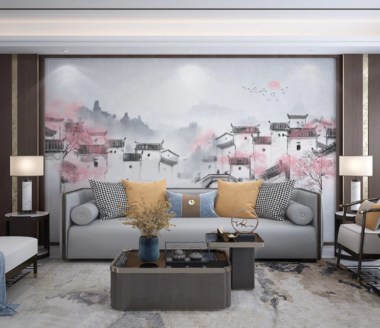 3D House Peach Blossom WC2564 Wall Murals