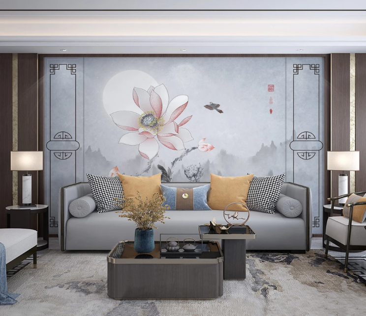 3D Moon Lotus WC2534 Wall Murals