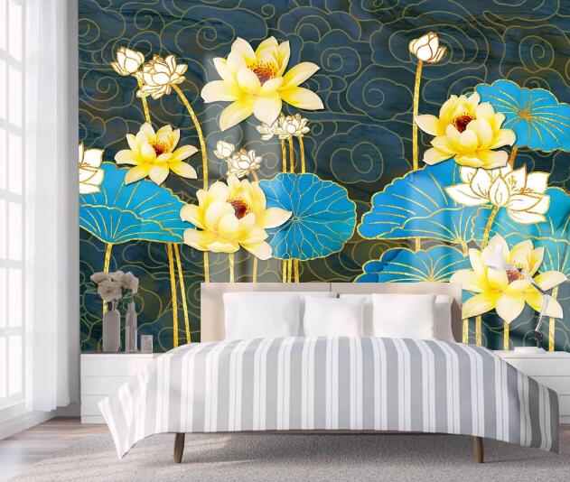 3D Yellow Lotus WC2775 Wall Murals