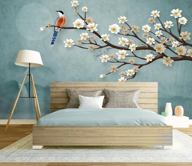 3D Plum Swallow WC2611 Wall Murals