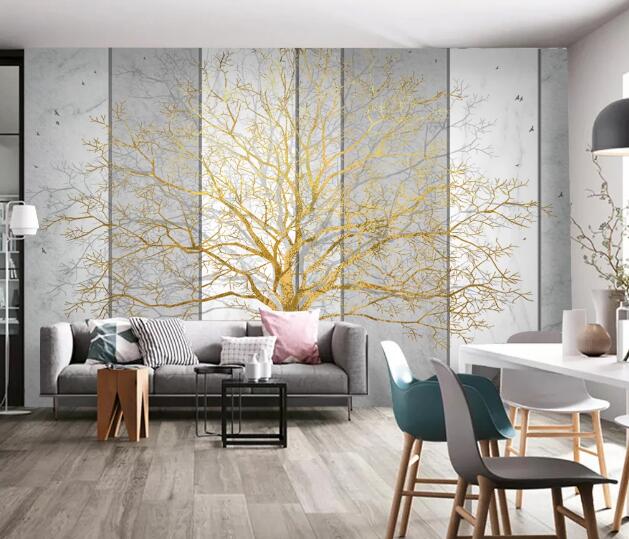 3D Yellow Dead Tree WC2607 Wall Murals