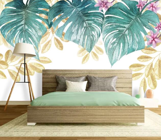 3D Yellow Leaves WC1973 Wall Murals