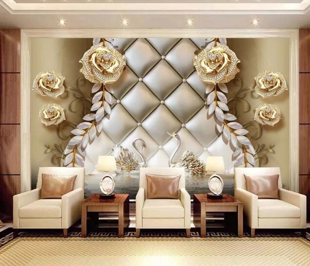 3D Diamond Swan WC1630 Wall Murals