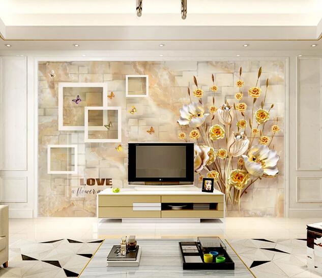 3D Golden Flower WC1559 Wall Murals