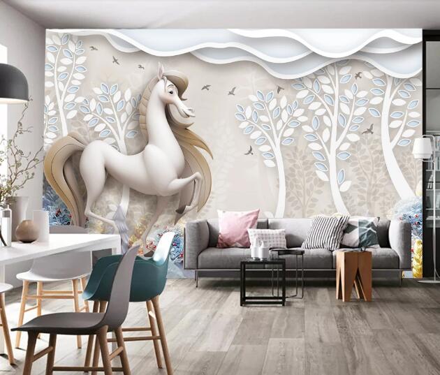 3D White Horse WC1511 Wall Murals