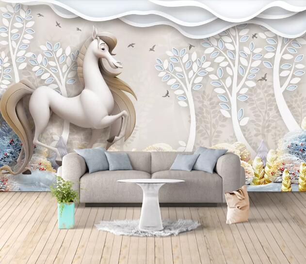 3D White Horse WC1511 Wall Murals